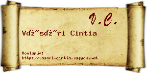 Vásári Cintia névjegykártya